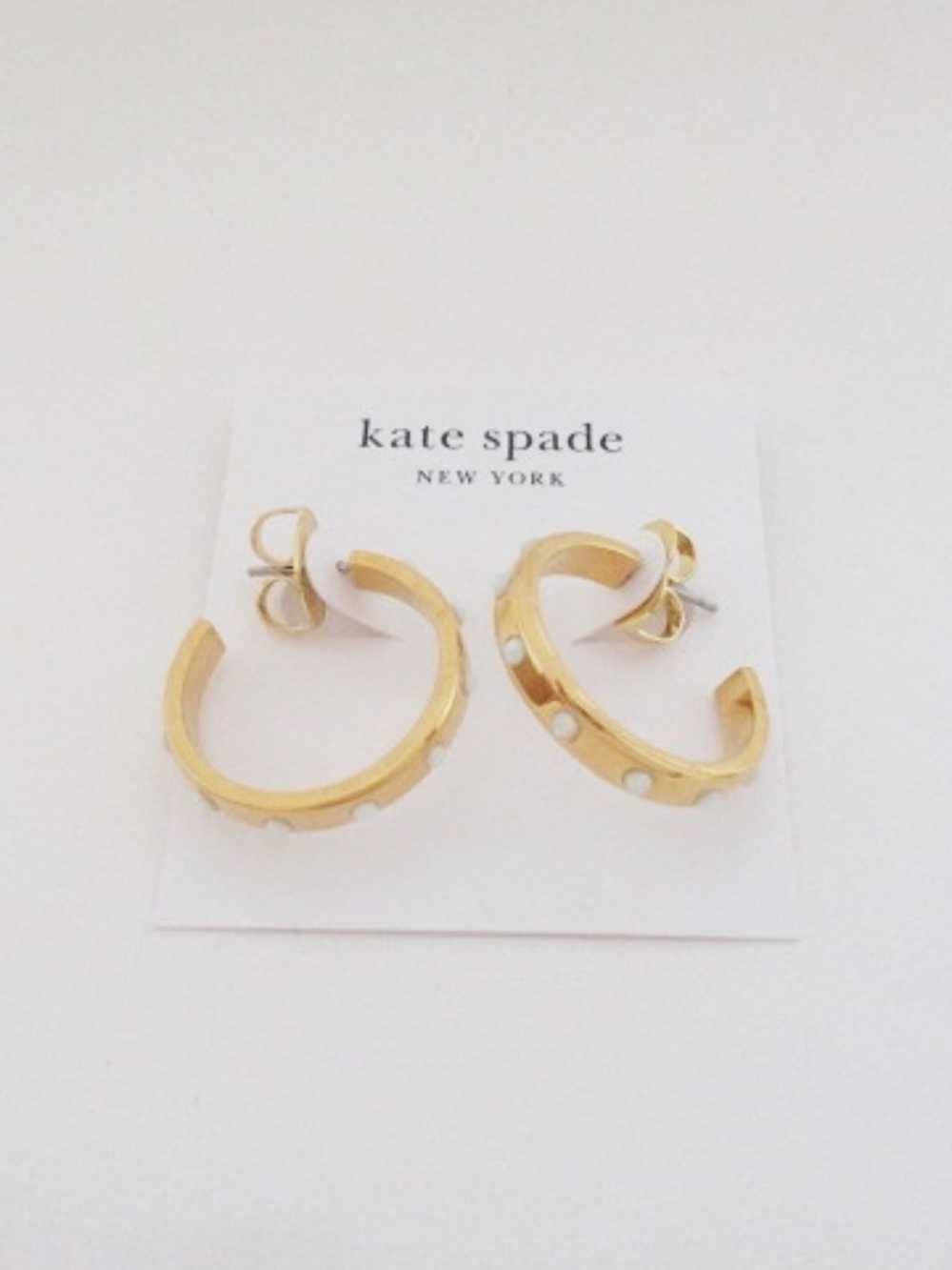 KATE SPADE - Set In Stone Gold Tone Hoop Earrings